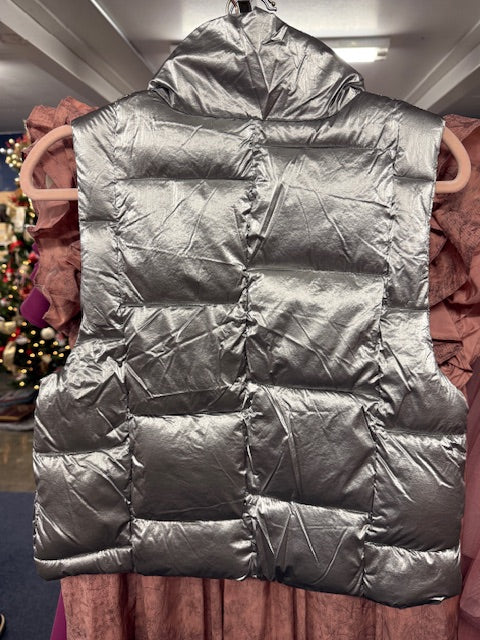 Silver Metallic Puffer Vest