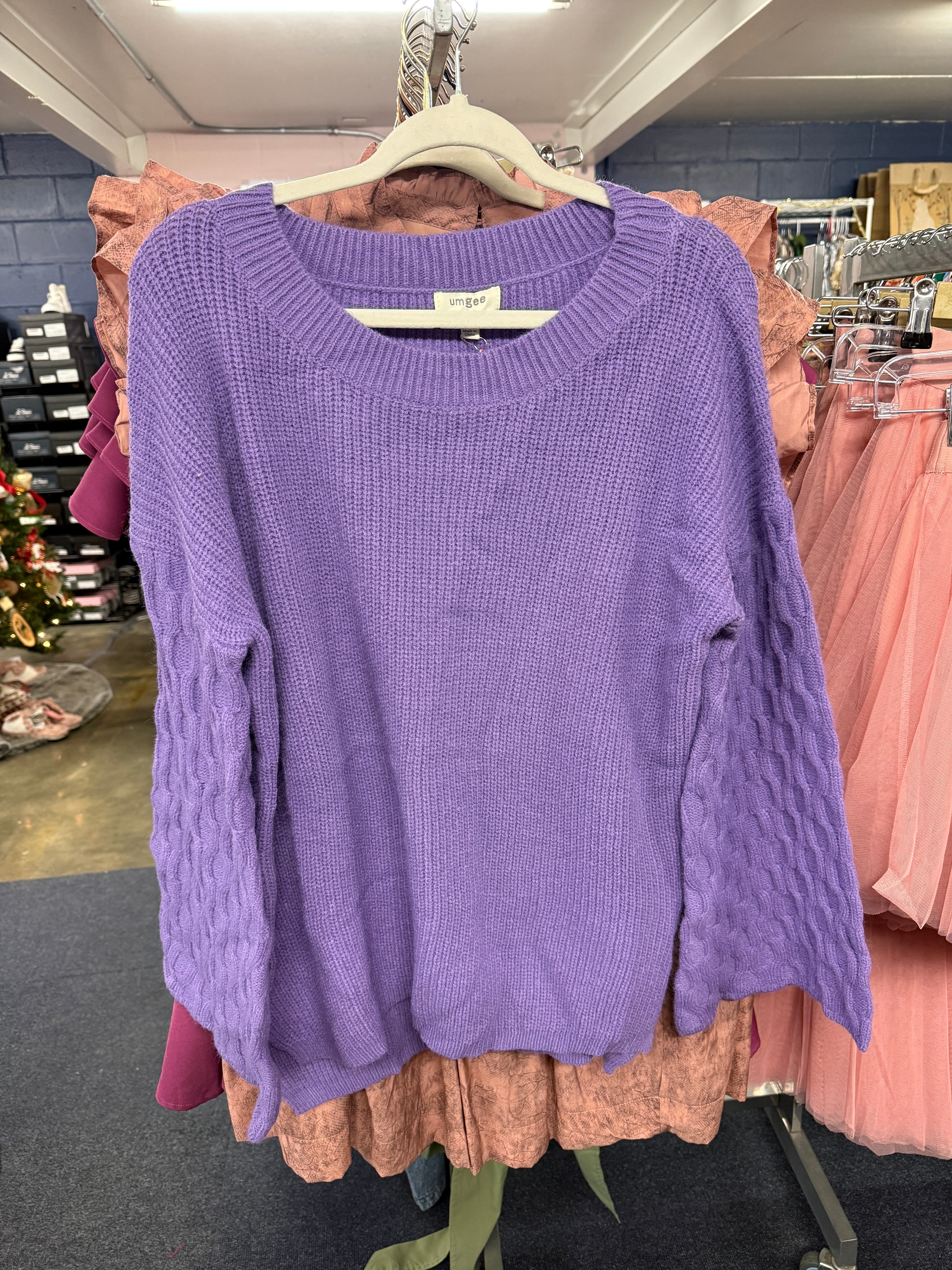 Umgee Purple Bell Sleeve Sweater