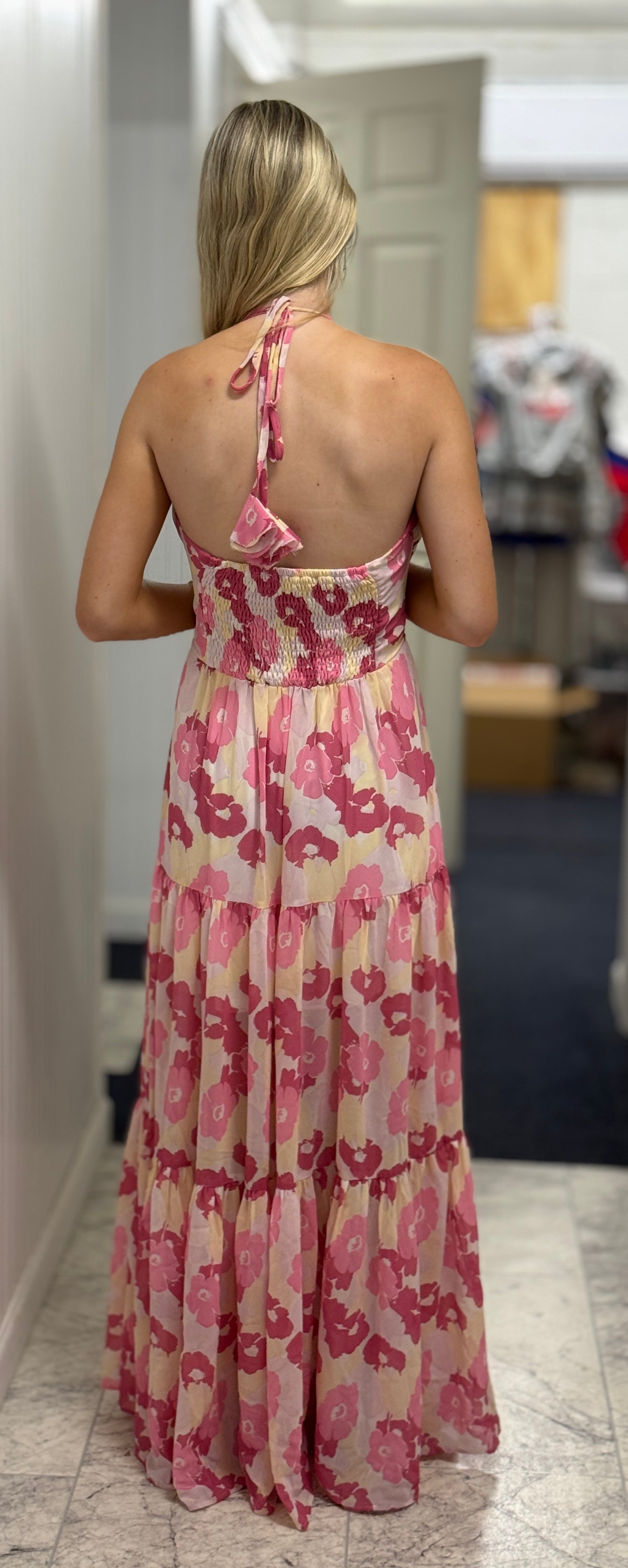 Pink Floral Mix Maxi Dress