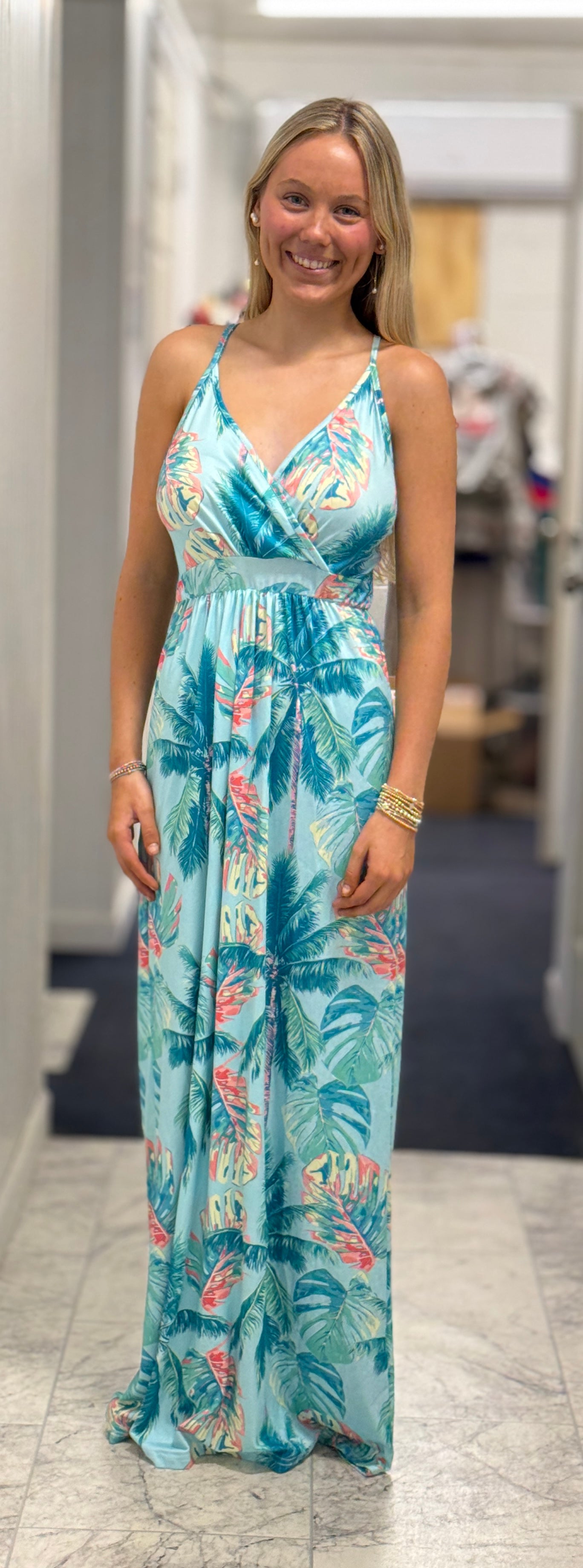 Palm Tree Mix Maxi Dress