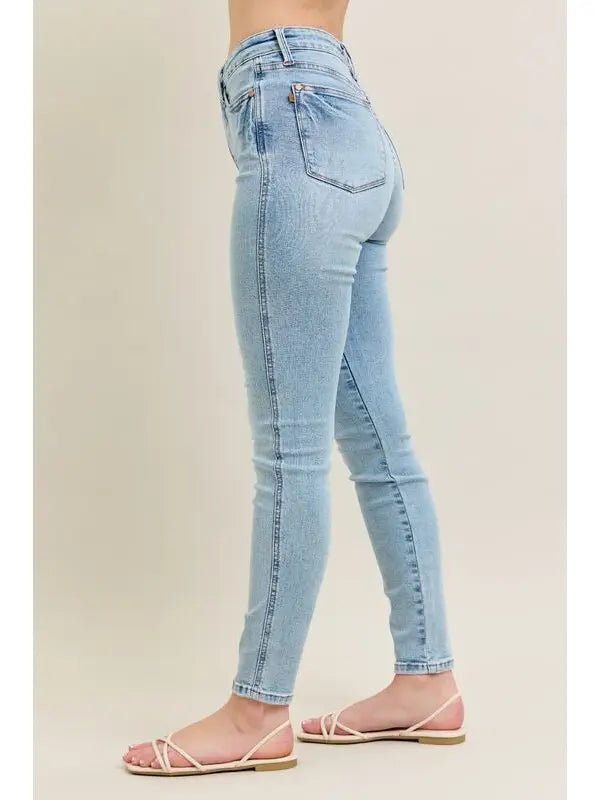 Mid Rise Tummy Control Vintage Wash Skinny