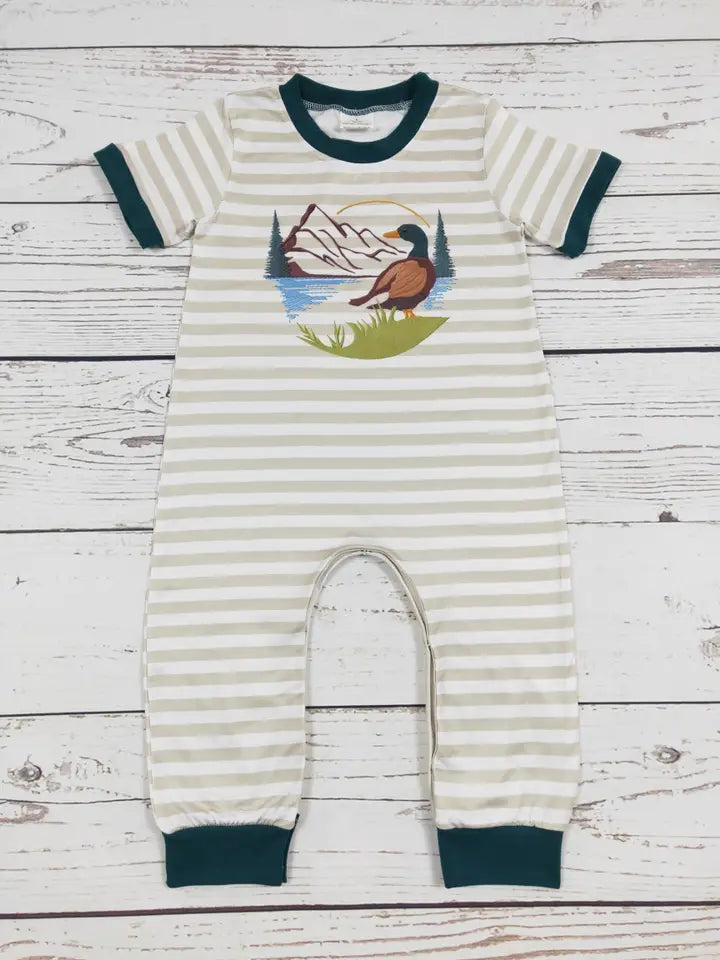 Infant Boy Duck Stripe Romper