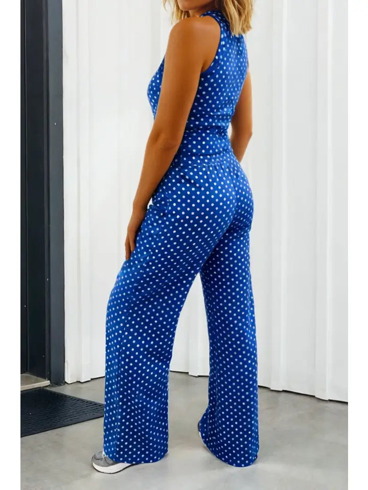 Blue Polka Dot 2pc Tank and Pants Set
