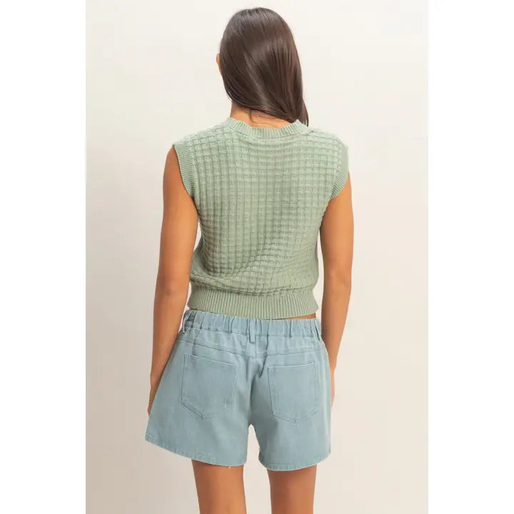 Sage Textured Sleeveless Knit Top