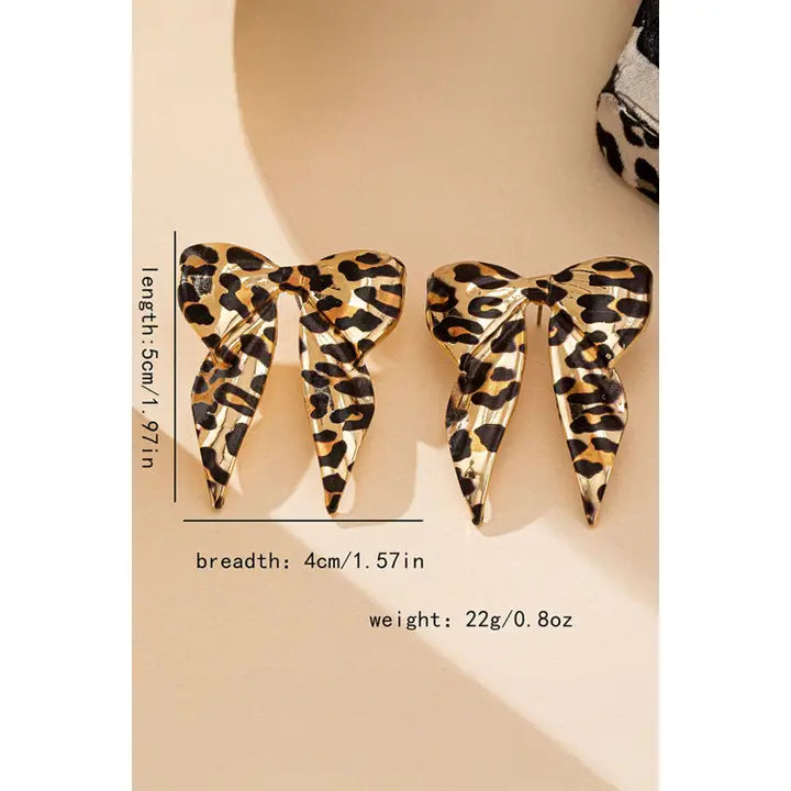 Wild Leopard Print Bow Knot Fashion Plated Earrings