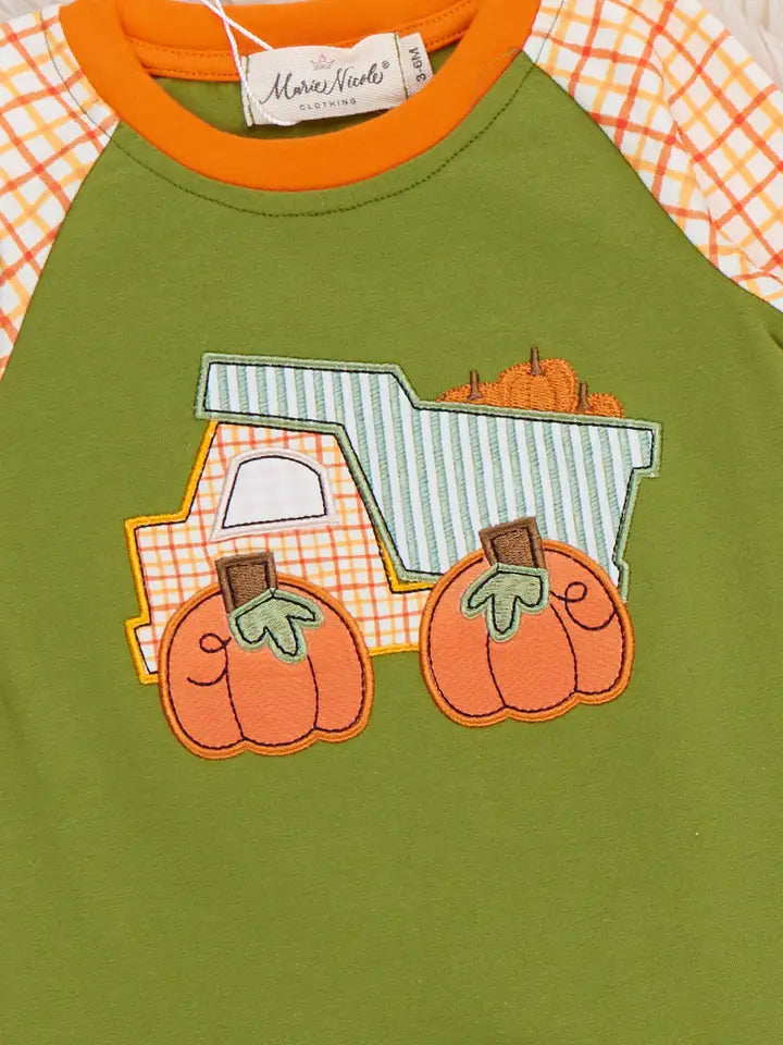 Pumpkin Hauler Crew Embroidered Romper