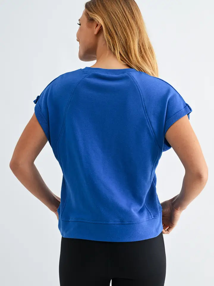 Offset French Terry Cap Sleeve Top by Mono B