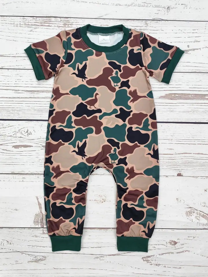 Infant Boy Duck Camouflage Pattern Romper