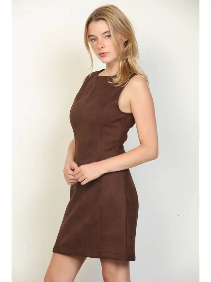 Hot Fudge Suede Mini Dress With Pockets