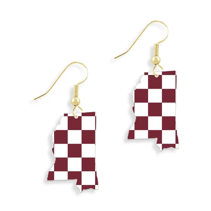 Mississippi State Checkered Earrings