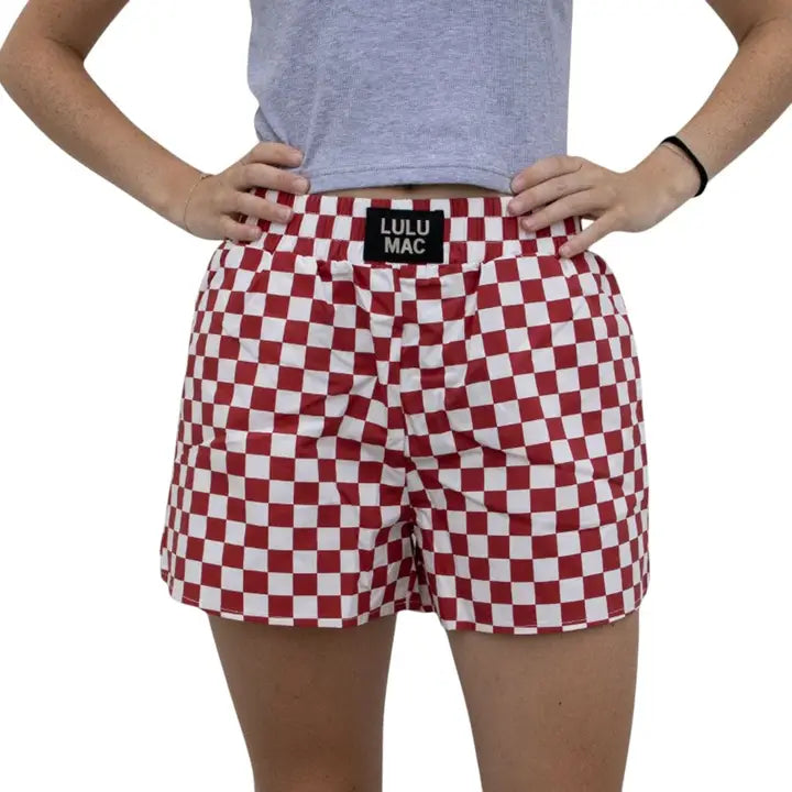 Cardinal-Crimson White Check Boxer Short