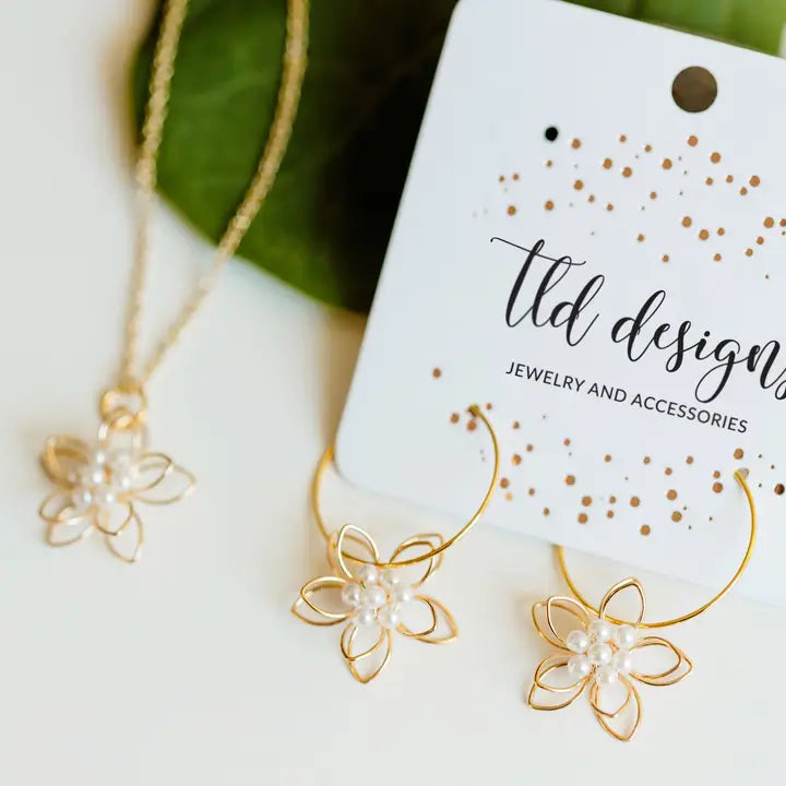TLD Designs Flower Pearl Earrings
