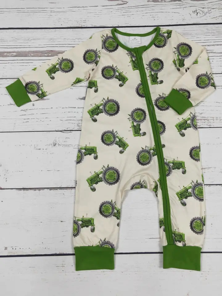 Infant Boy Farm Zip Romper