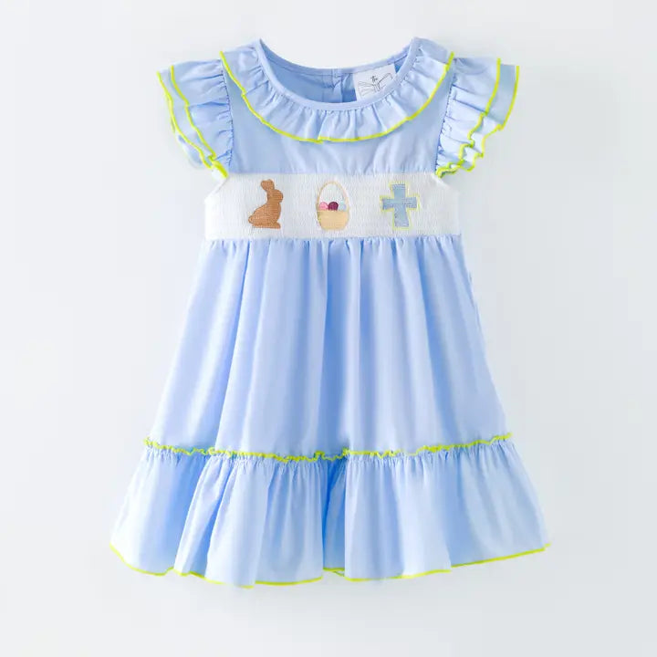 Blue Easter Smocked Dress