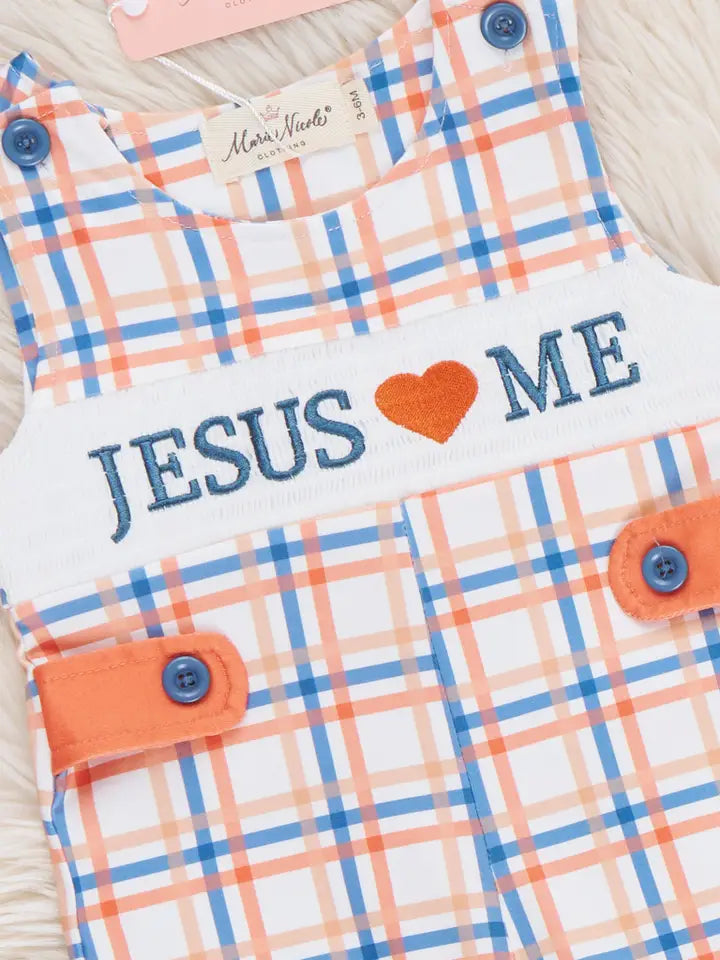 Graceful Plaid "Jesus Loves Me" Romper