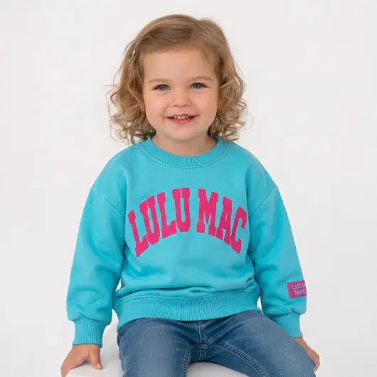 Lulumac Toddler Puff Hot Pink/Blue Sweatshirt