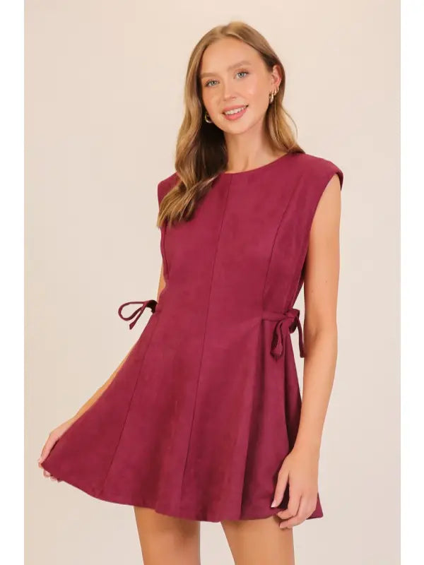 Faux Suede Sleeveless Mini Dress