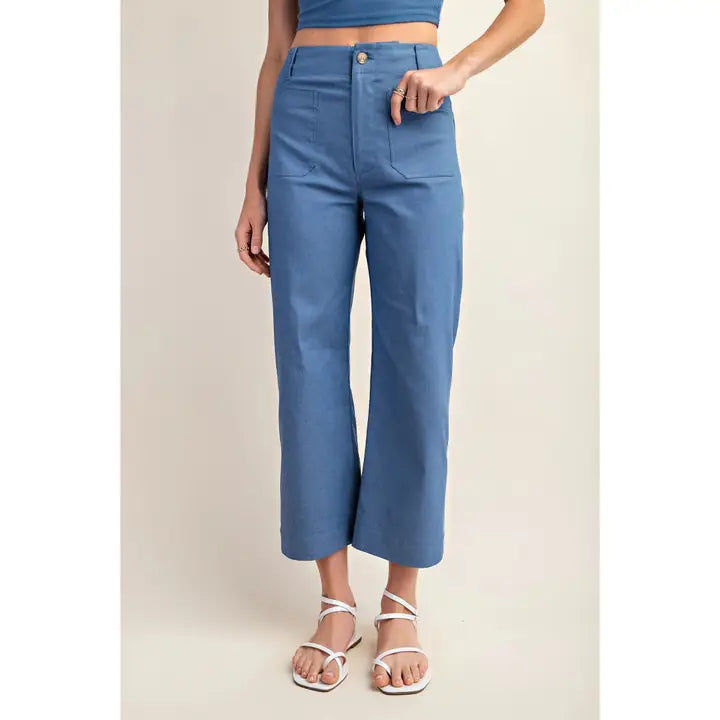 Plus Size Stretchy Denim-Like Fabric Ankle Cropped Pants