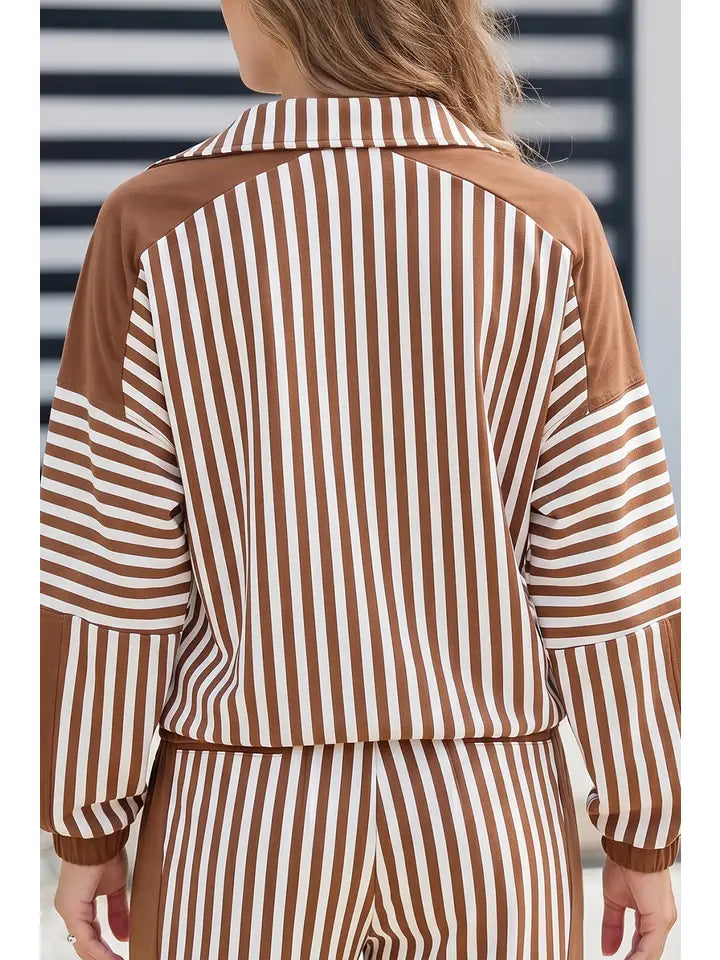 Two Piece Casual Set Long Sleeve Shift Silhouette Pantsuit