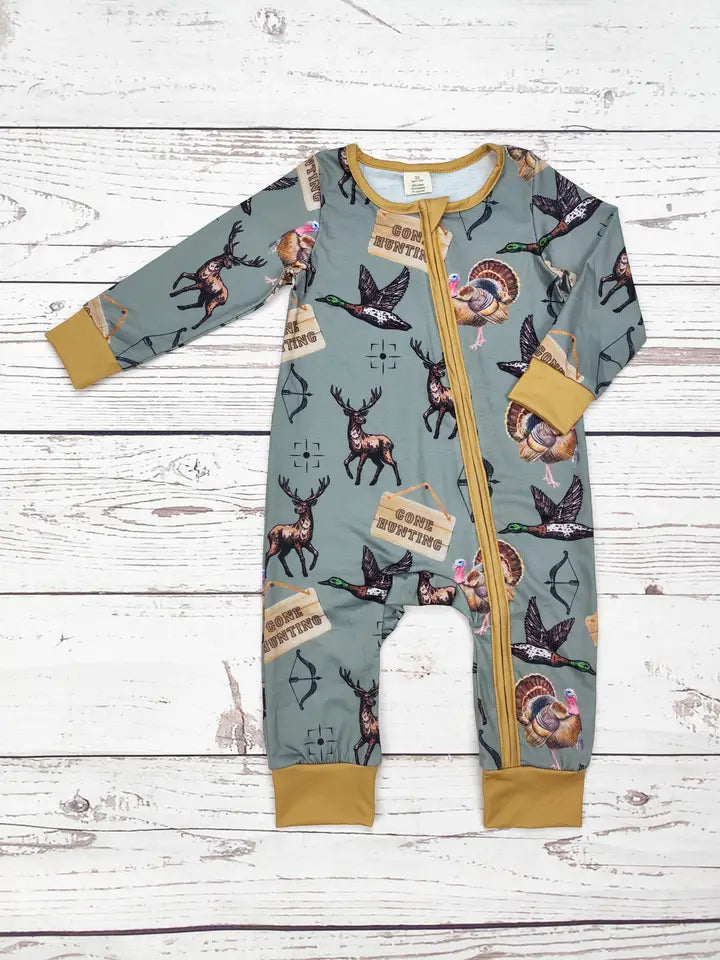 Infant Boy Gone Hunting Zipper Sleeper