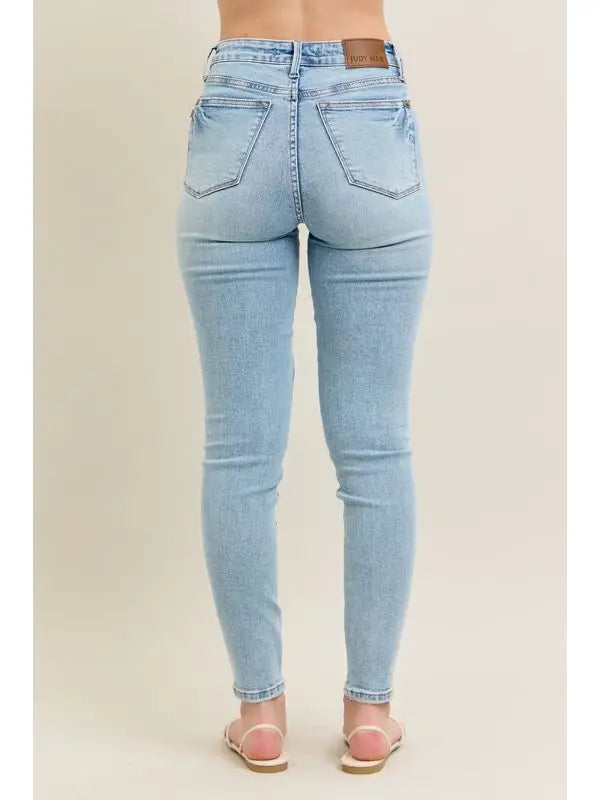 Mid Rise Tummy Control Vintage Wash Skinny