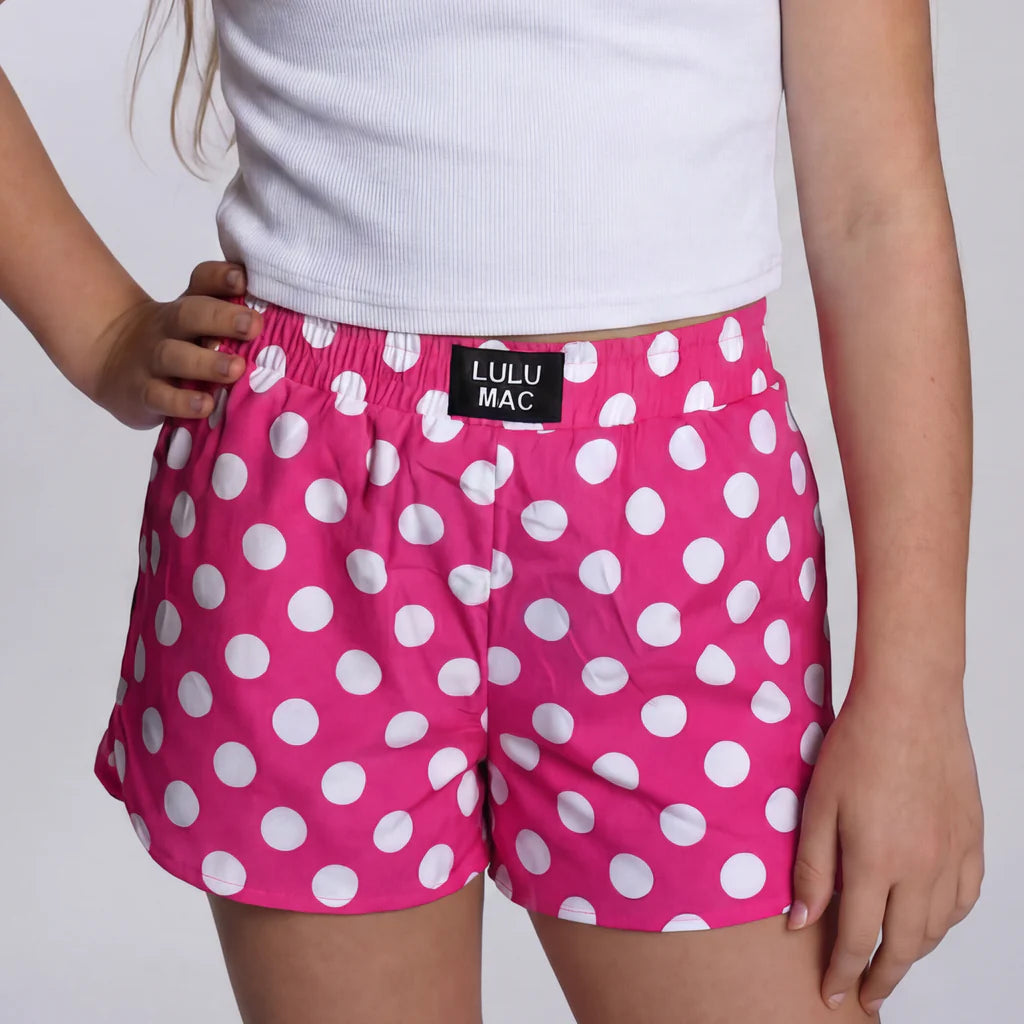 Hot Pink Polka Dot KIDS SHORTS