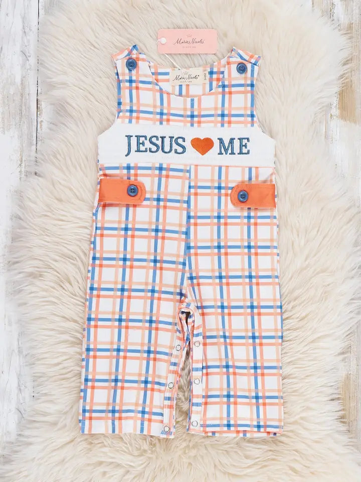 Graceful Plaid "Jesus Loves Me" Romper