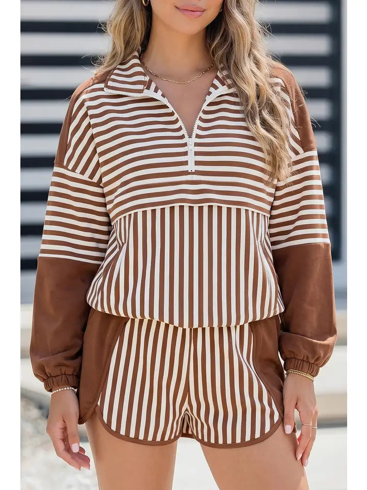 Two Piece Casual Set Long Sleeve Shift Silhouette Pantsuit