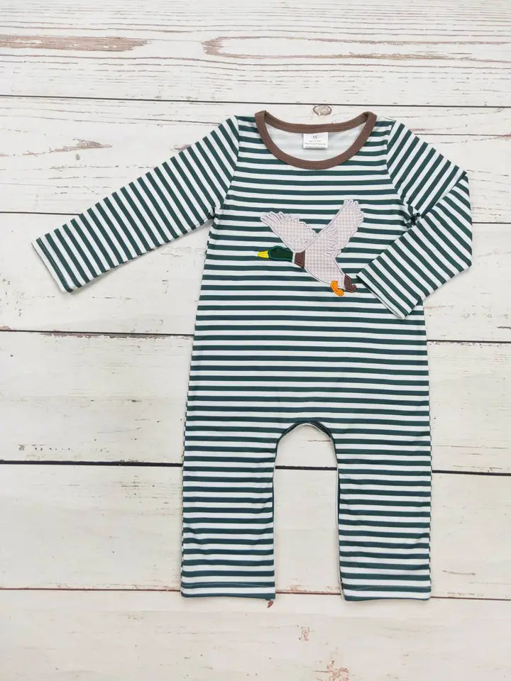Infant Boy Stripe Duck Appliqué Romper