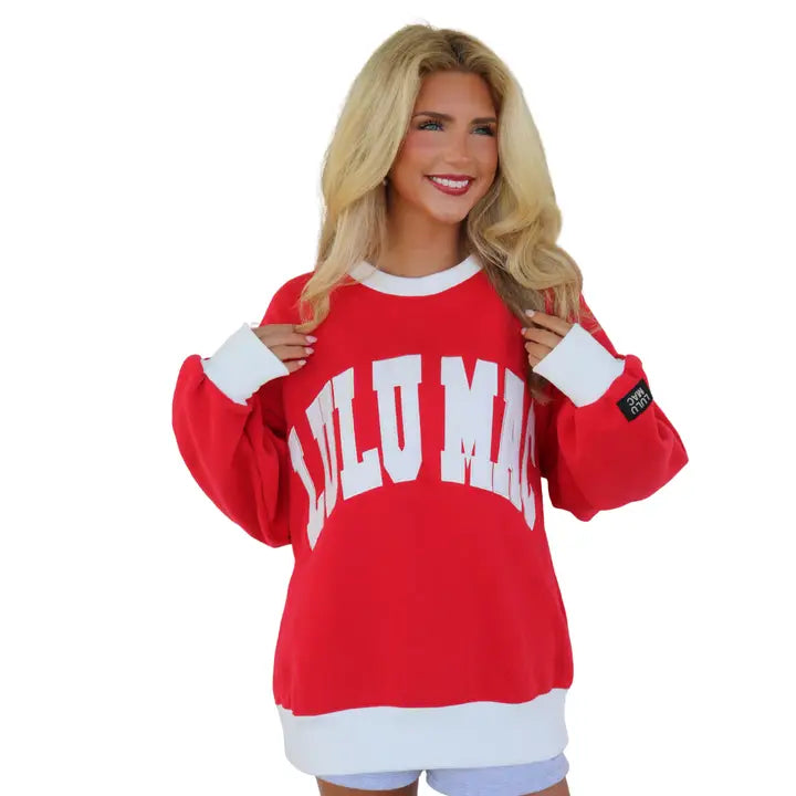 Lulumac Color Block Red/White Adult Sweatshirt
