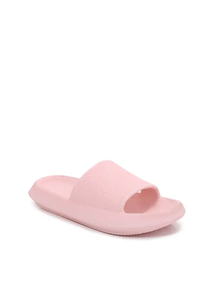 Comfy Open Toe Rubber Platform Slides Slipper