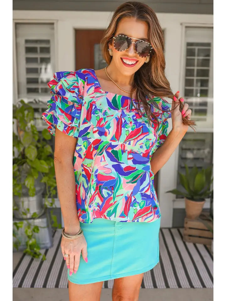 Talk of the Tropics Ruffle Top