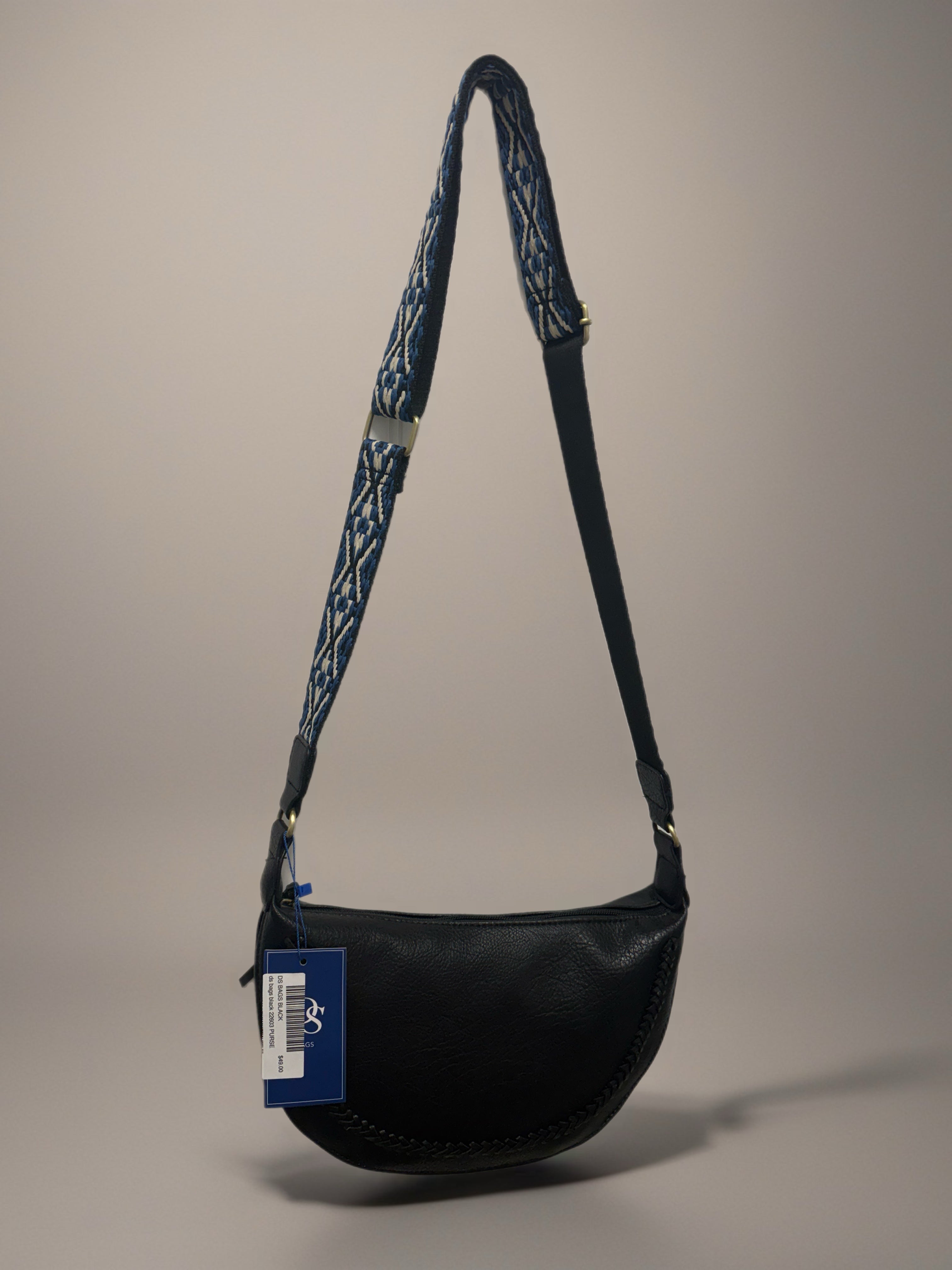 Black Textured Shoulder Purse