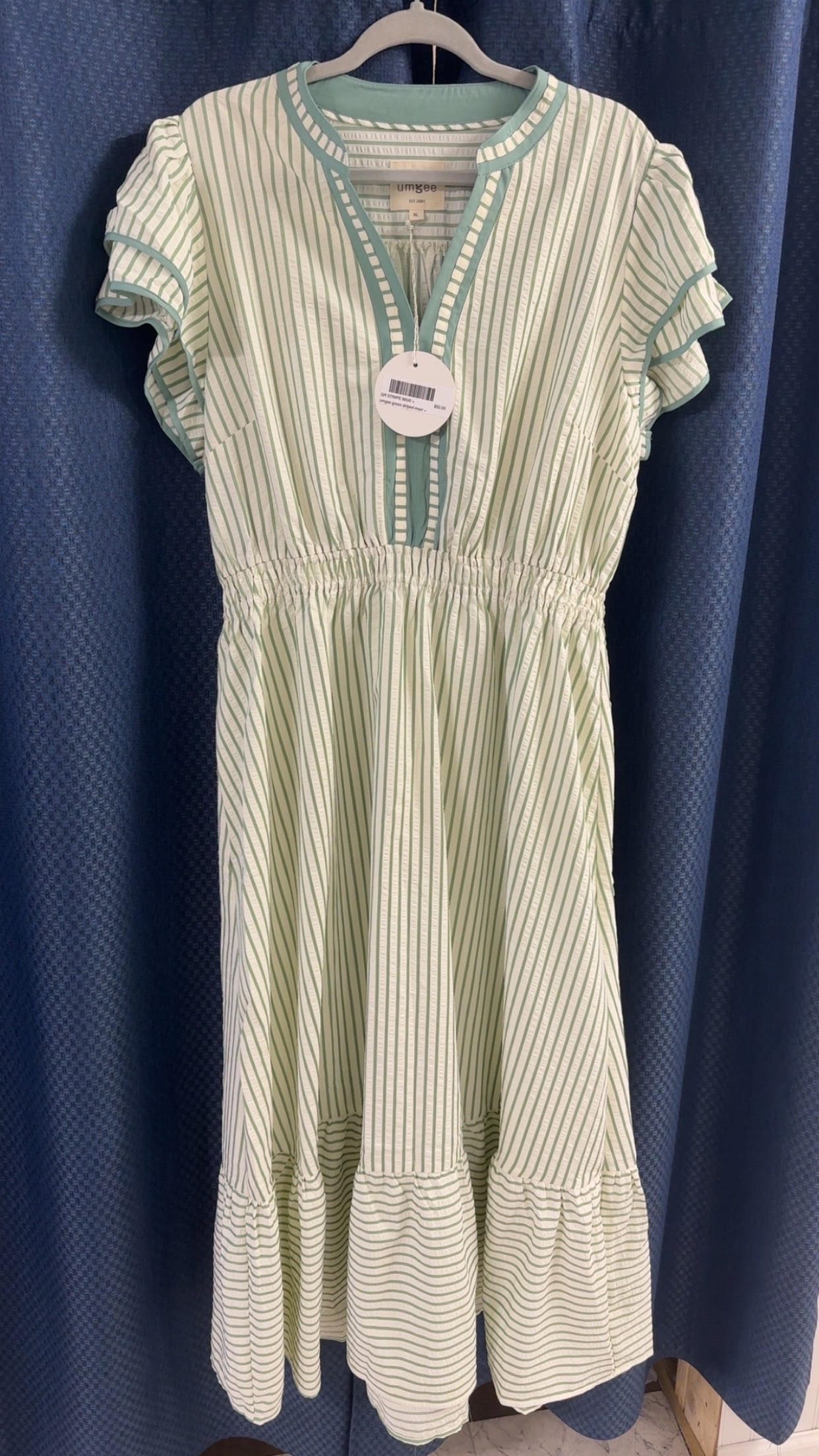 Umgee Green Striped Maxi Plus Size